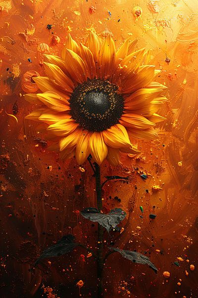 Abstrakte Interpretation Einer Sonnenblume in Kunst