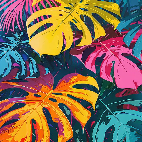 Abstrakte Monstera - Bunte tropische Kunst