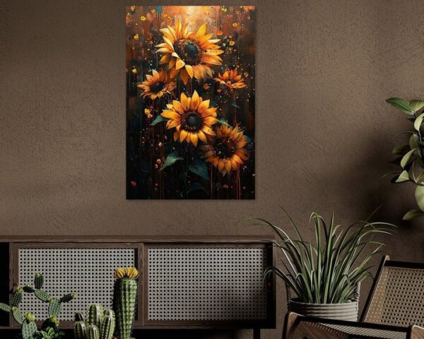 Abstrakte Sonnenblumen Kunst mit Dynamischem Hintergrund