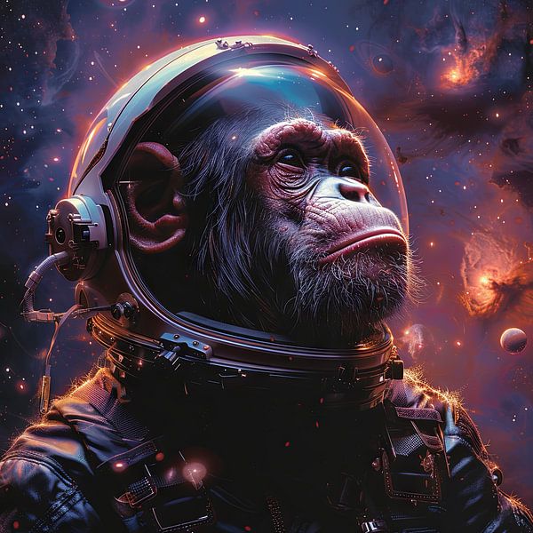 Affe Astronaut im Weltall