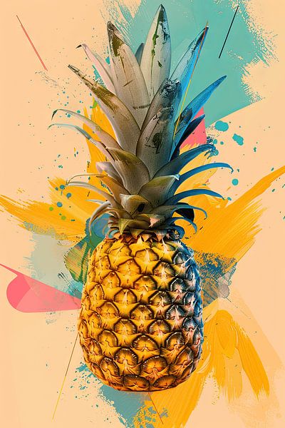 Ananas im Expressionistischen Stil - Abstrakte Kunst mit Lebendigen Farben