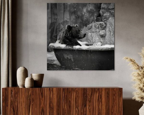 Badezimmer Bild: Bär im Schaumbad