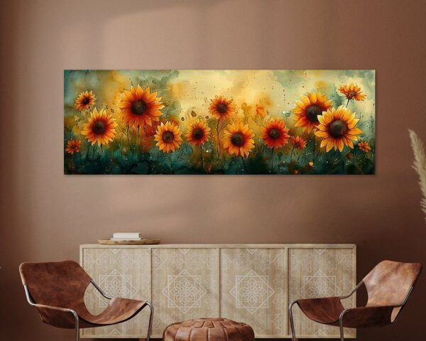 Bunte Sonnenblumen auf Aquarell Hintergrund Gemälde