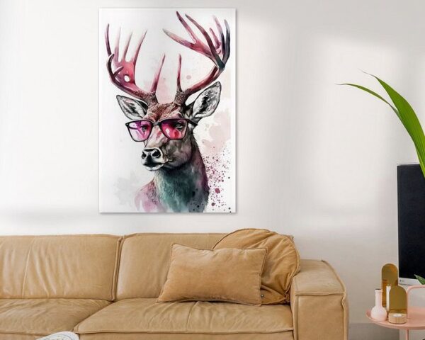 Cooler Hirsch mit rosa Sonnenbrille