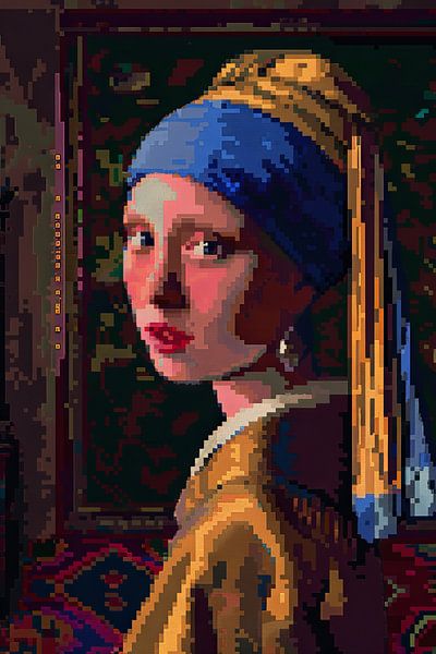 Das Mädchen mit dem Perlenohrring - Pixel Art