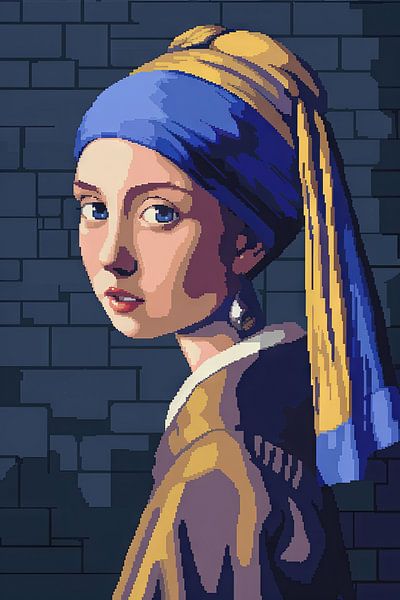 Das Mädchen mit dem Perlenohrring - Pixel Art