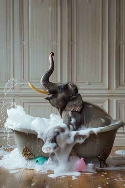 Elefant in der Wanne - Ein außergewöhnliches Badezimmer-Kunstwerk