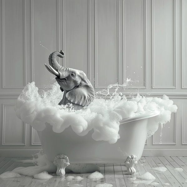 Eleganter Elefant in der Wanne - Ein außergewöhnliches Badezimmer-Kunstwerk