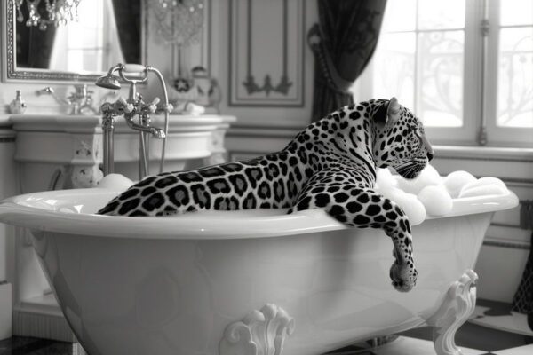 Eleganter Leopard im Badezimmer