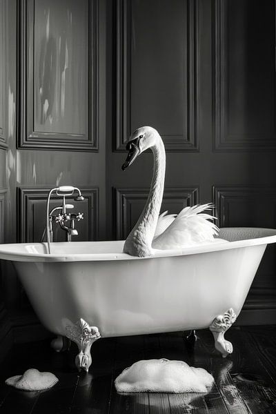 Eleganter Schwan in der Badewanne - Einzigartiges Badezimmerbild für Ihr WC