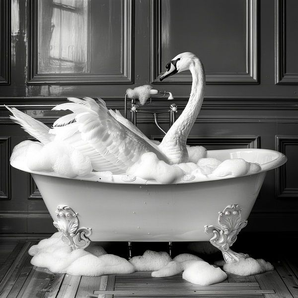 Eleganter Schwan in der Badewanne - Einzigartiges Badezimmerbild für Ihr WC