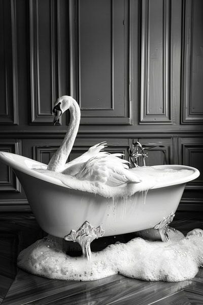 Eleganter Schwan in der Badewanne - Einzigartiges Badezimmerbild für Ihr WC