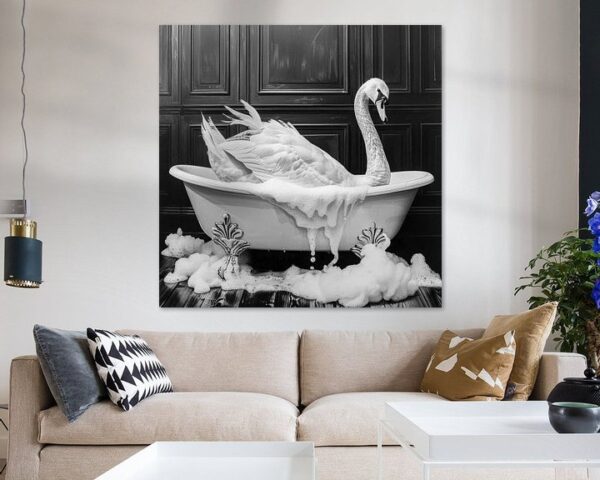 Eleganter Schwan in der Badewanne - Einzigartiges Badezimmerbild für Ihr WC