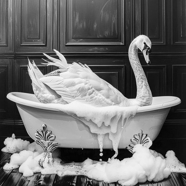 Eleganter Schwan in der Badewanne - Einzigartiges Badezimmerbild für Ihr WC