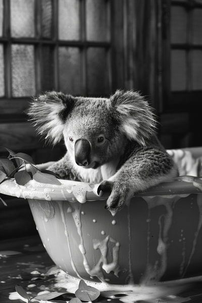 Entspannter Koala im Badezimmer - Ein charmantes Badezimmerbild für Ihr WC