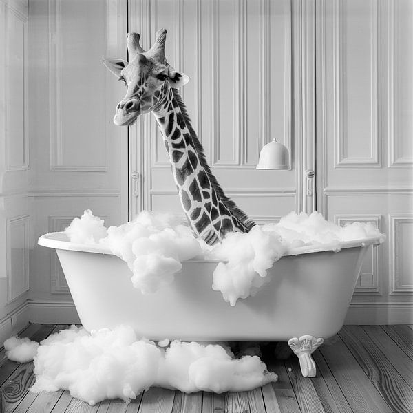 Erhabene Giraffe in der Badewanne - Ein einzigartiges Badezimmerbild für Ihr WC