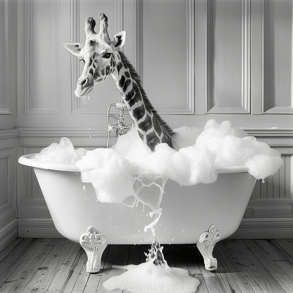 Erhabene Giraffe in der Badewanne - Ein einzigartiges Badezimmerbild für Ihr WC