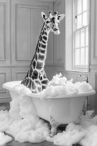 Erhabene Giraffe in der Badewanne - Ein einzigartiges Badezimmerbild für Ihr WC