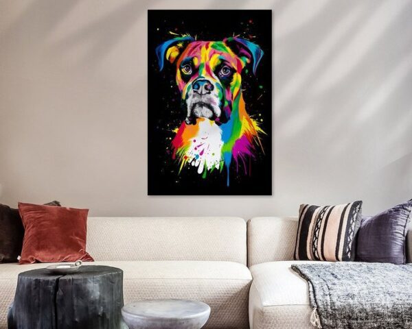 Farbenfrohes Boxer Hund Portrait - Moderne Kunst für Tierfreunde