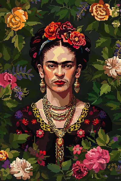 Fridas Blütenaura Pixel Kunst