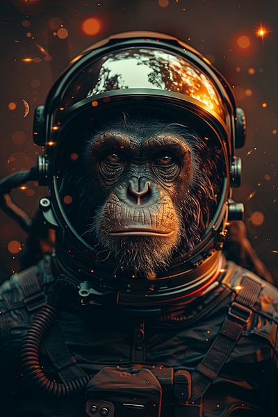 Futuristischer Affe Astronaut mit hyperrealistischem Design