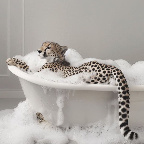 Gepard in der Badewanne - Ein lustiges Badezimmer Bild