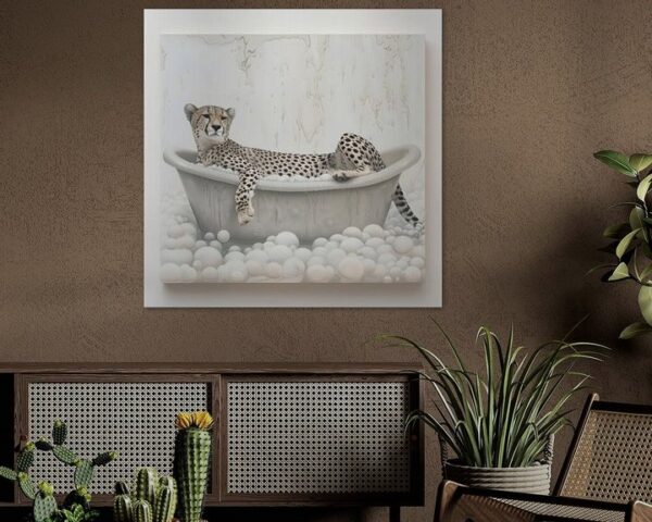 Gepard in der Badewanne - Ein lustiges Badezimmer Bild