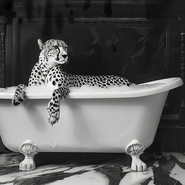 Gepard in der Badewanne - Ein lustiges Badezimmer Bild