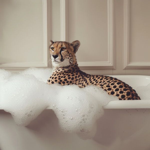 Gepard in der Badewanne - Ein lustiges Badezimmer Bild