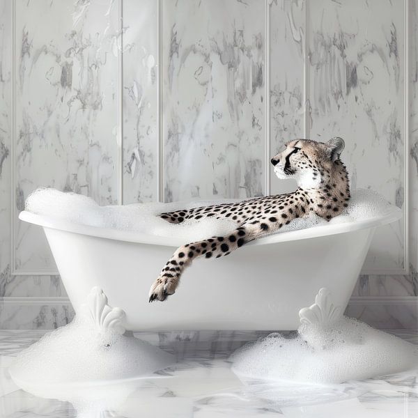 Gepard in der Badewanne - Ein lustiges Badezimmer Bild