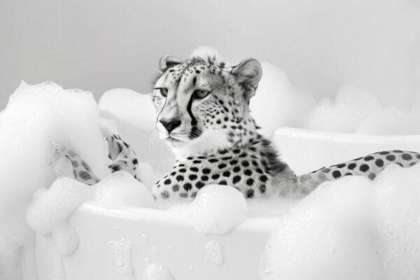 Gepard in der Badewanne - Ein lustiges Badezimmer Bild