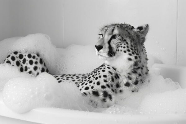 Gepard in der Badewanne - Ein lustiges Badezimmer Bild