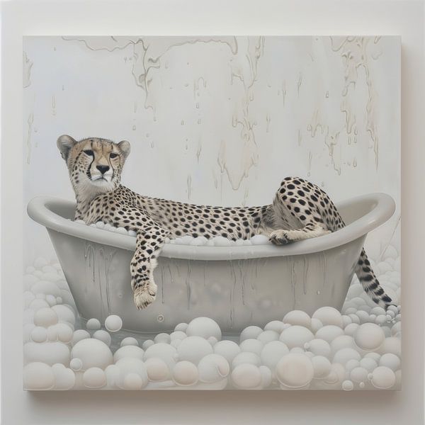 Gepard in der Badewanne - Ein lustiges Badezimmer Bild