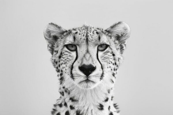 Gepard Portrait in Schwarz-Weiß