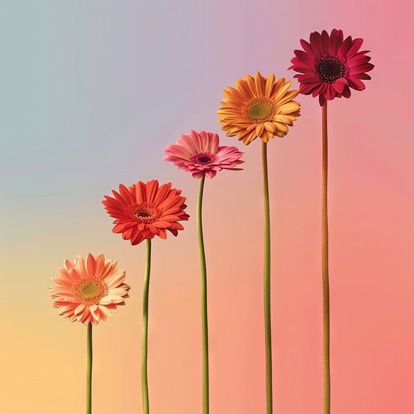 Gerbera - Minimalistischer Blumenkunstdruck