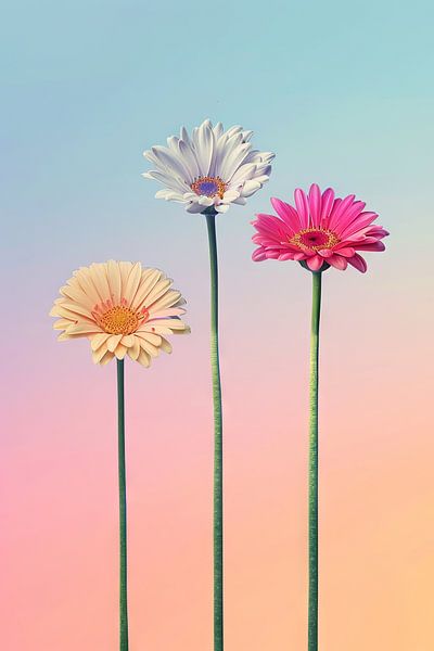 Gerbera - Minimalistischer Blumenkunstdruck