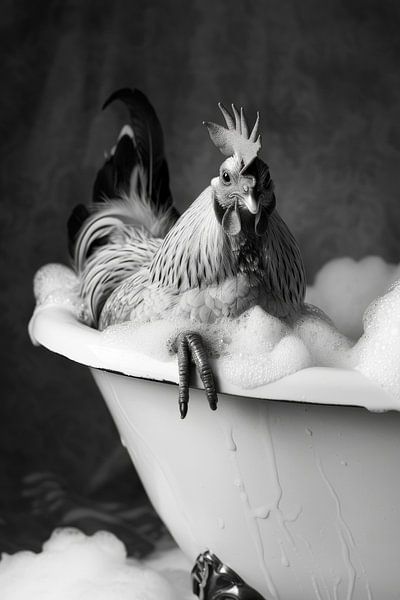 Hahn in der Badewanne - Ein lustiges Badezimmer Bild