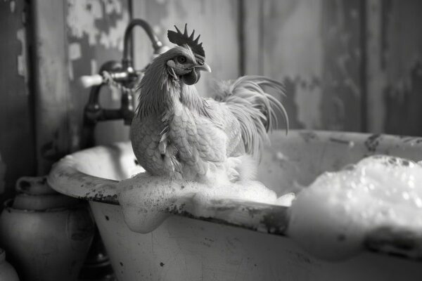 Hahn in der Badewanne - Ein lustiges Badezimmer Bild