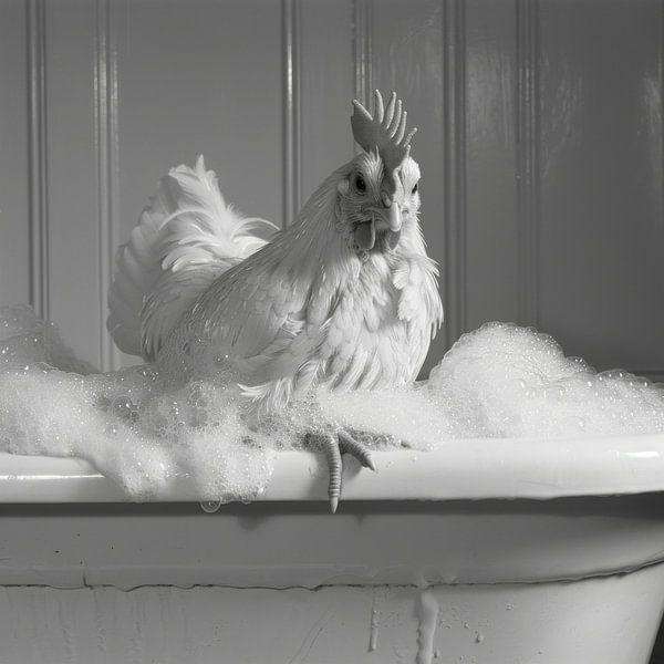 Hahn in der Badewanne - Ein lustiges Badezimmer Bild