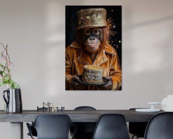 Humorvolles Bild mit Orang-Utan in 70er Jahre Disco-Outfit Geburtstag