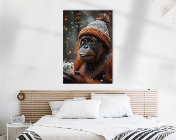 Humorvolles Bild mit Orang-Utan in 70er Jahre Disco-Outfit Geburtstag