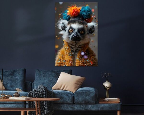 Lemur Im Disco-Outfit Feiert Lustigen 60er 70er Geburtstag