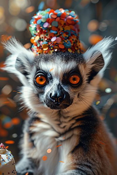 Lemur Im Disco-Outfit Feiert Lustigen 60er 70er Geburtstag