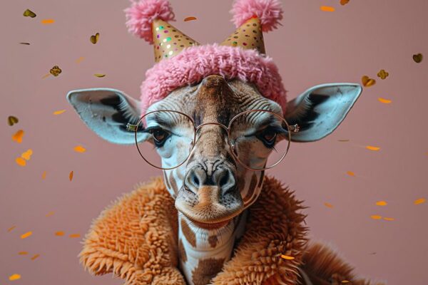 Lustige Giraffe Geburtstag im 60er Jahre Disco-Stil