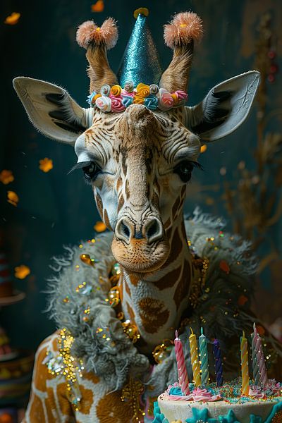 Lustige Giraffe Geburtstag im 60er Jahre Disco-Stil