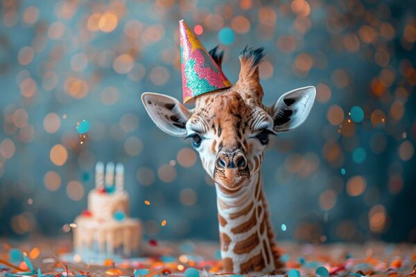 Lustige Giraffe Geburtstag im 60er Jahre Disco-Stil