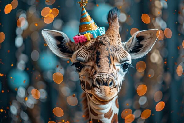 Lustige Giraffe Geburtstag im 60er Jahre Disco-Stil