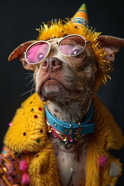 Lustiger Hund Feiert Geburtstag mit Disco-Brille