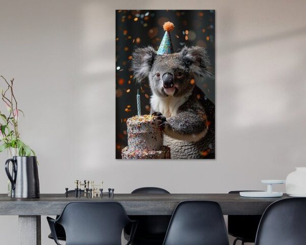 Lustiger Koala Feiert 60s 70s Disco Geburtstag Mit Kuchen