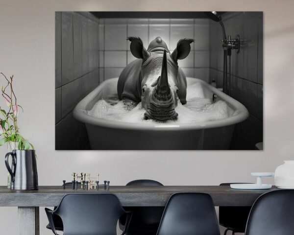 Nashorn in der Badewanne - Ein einzigartiges Badezimmerbild für Ihr WC